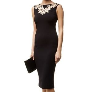 Ted baker metallic embroidered midi dress